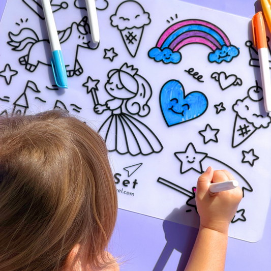 Magic! Transparent Silicone Coloring Mat - Reusable Unicorn & Castle Activity