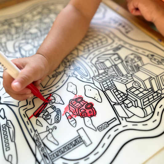 Reusable Silicone Coloring Mat for Kids - Busy Town