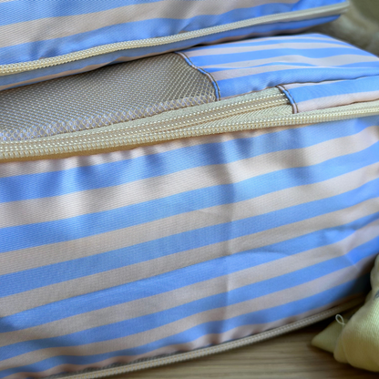 Eco-Friendly Compression Packing Cubes Set - Periwinkle Stripe