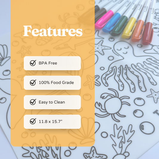 Reusable Silicone Coloring Mat | Mess-Free Fun for Kids | Travel ...