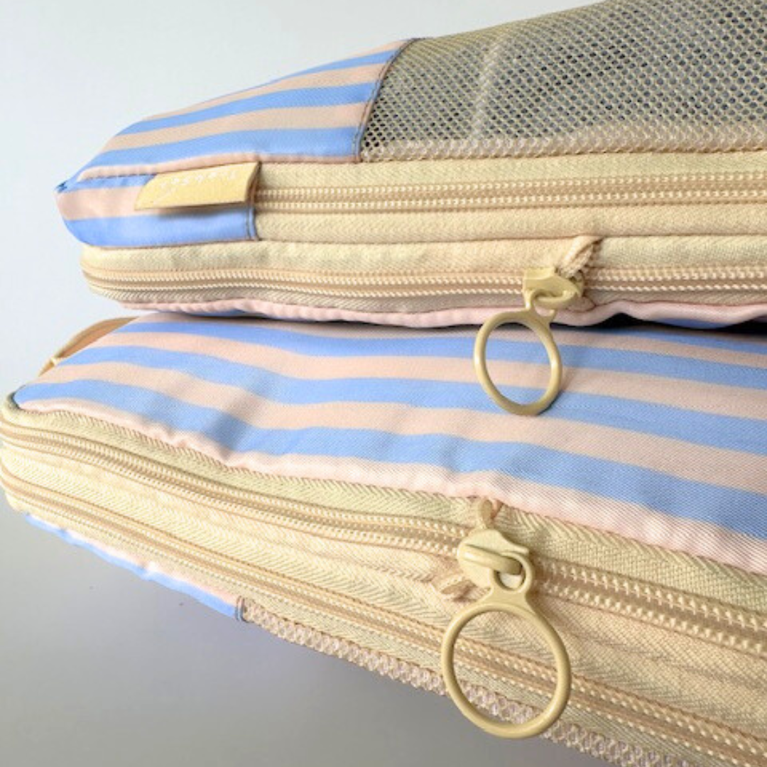 Eco-Friendly Compression Packing Cubes Set - Periwinkle Stripe