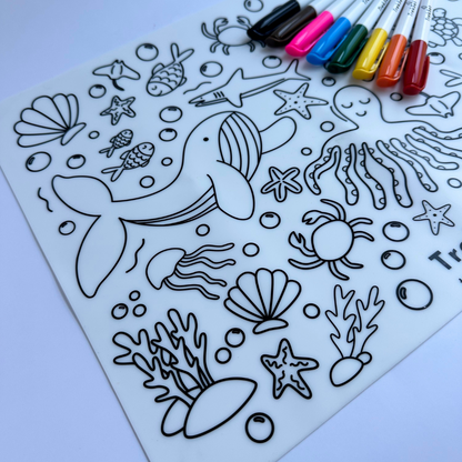 Reusable Silicone Coloring Mat for Kids - Under The Sea