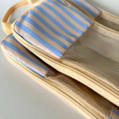 Eco-Friendly Compression Packing Cubes Set - Periwinkle Stripe