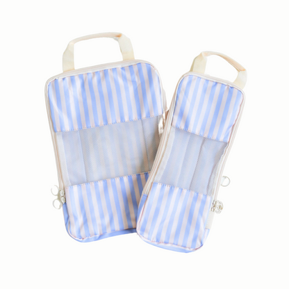 Eco-Friendly Compression Packing Cubes Set - Periwinkle Stripe