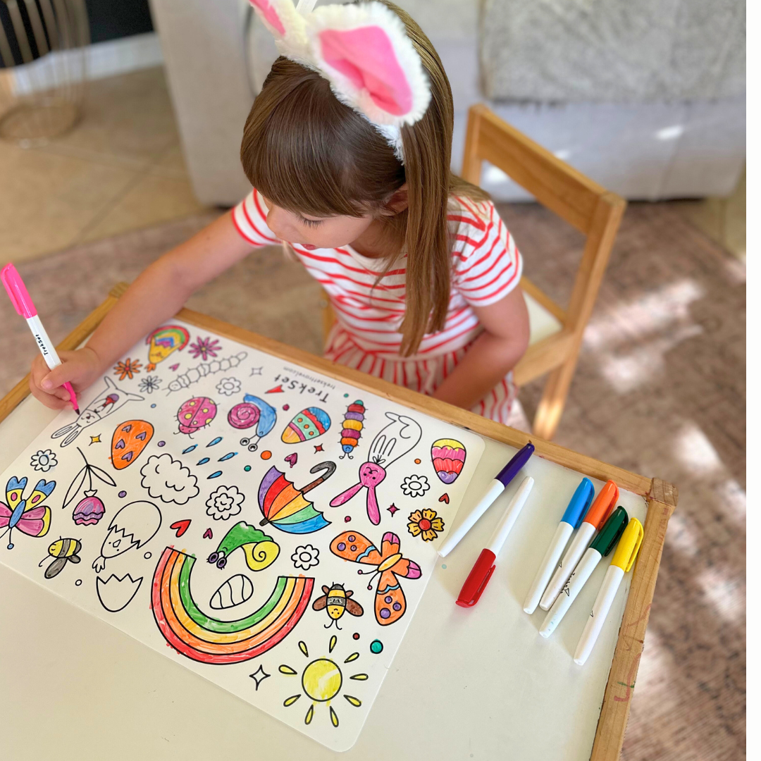 Reusable Coloring Items Reusable Coloring Mat and Dry Erase Marker Sets – TrekSet